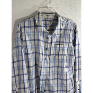 L.L. Bean Men’s Large White Blue Plaid Wrinkle Resistant Long Sleeve Shirt